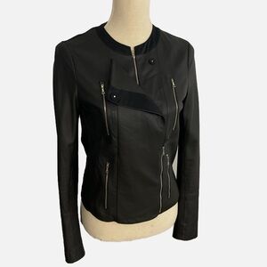 J Brand Leather Moto Jacket Small Black Lightweight Streetwear Chic‎